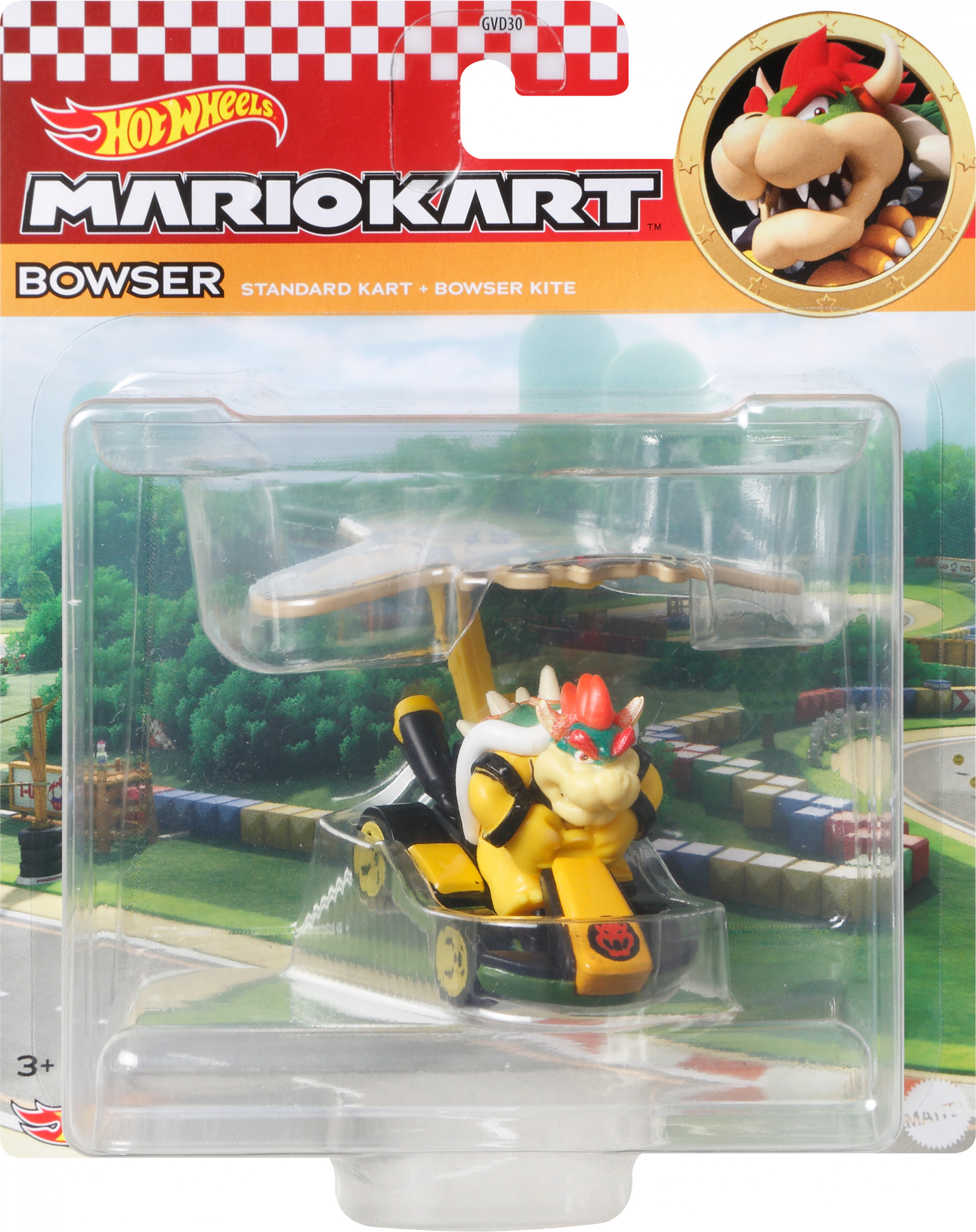 Hot Wheels coche de pista Mario Kart Bowser 164 diecast amarillo