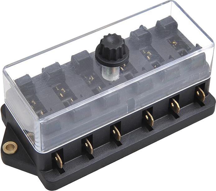 ProPlus Boîte à fusibles 6 voies 12 Volt 30 Amp en PVC noir ProPlus Boîte à fusibles 6 voies 12 Volt 30 Amp en PVC noir