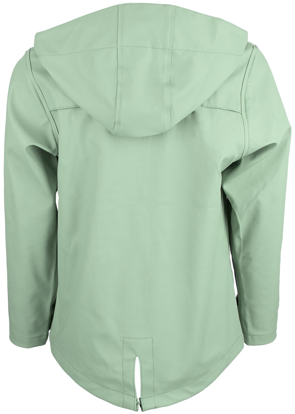 mint green rain jacket