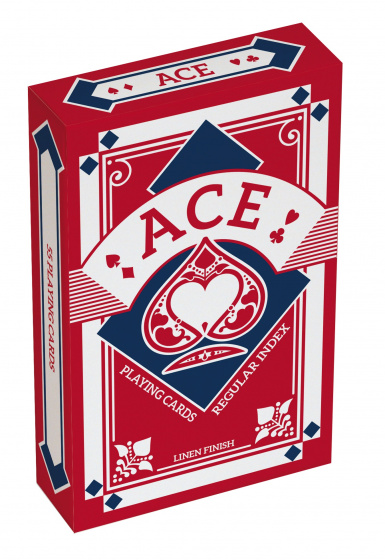 ACE speelkaarten linnen structuur 5,6 x 8,7 cm rood 55 delig