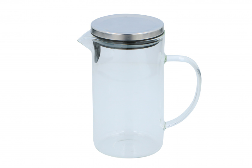 Alpina karaf met deksel 1 liter glas/RVS transparant/zilver Alpina karaf met deksel 1 liter glas/RVS transparant/zilver