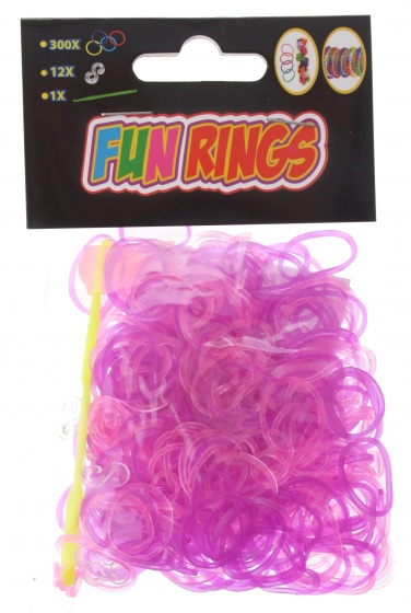 TOM fun rings armband vlechten paars/roze 313 delig