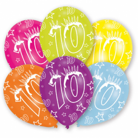 Amscan balóniky 10 rokov 27,5 cm latex 6 kusov
