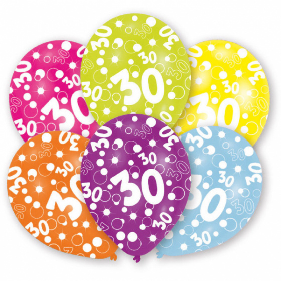 Amscan balóniky 30 rokov 27,5 cm latex 6 kusov