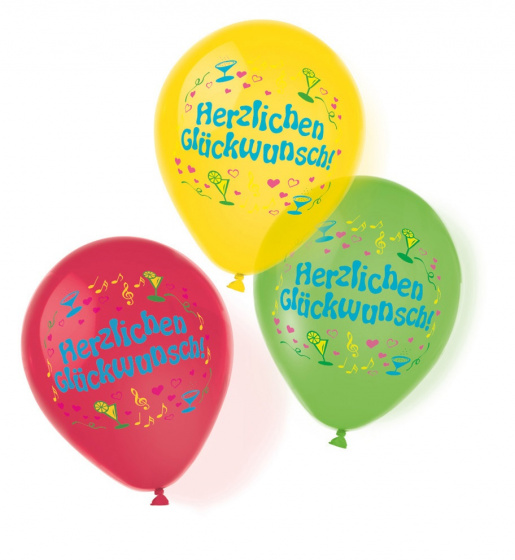 Amscan balóniky Herzlichen Glückwunsch27,5 cm latex 6 kusov