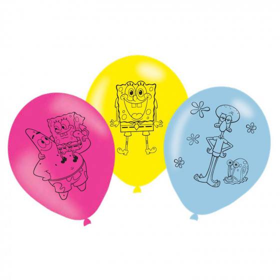 Amscan balóny SpongeBob 27 cm latexové ružové/modré 6 kusov