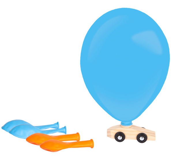 Amscan ballonracewagen junior hout/latex blauw/oranje 6 delig