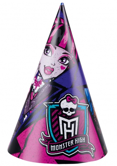 Amscan spoločenské čiapky Monster High 2 ružové/čierne 6 kusov