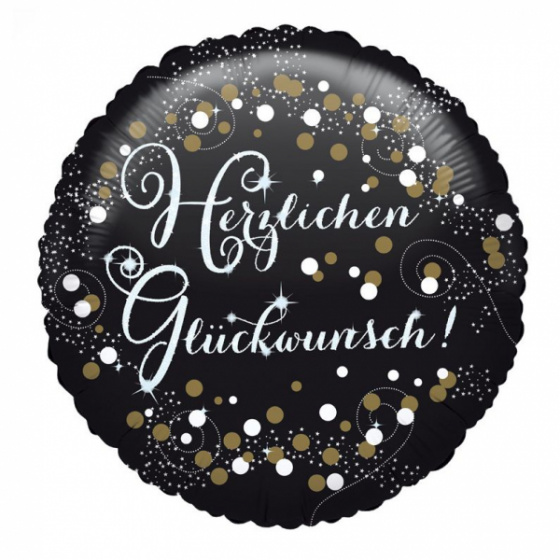 Amscan fóliový balón Herzlichen Glückwunsch junior 43 cm čierny