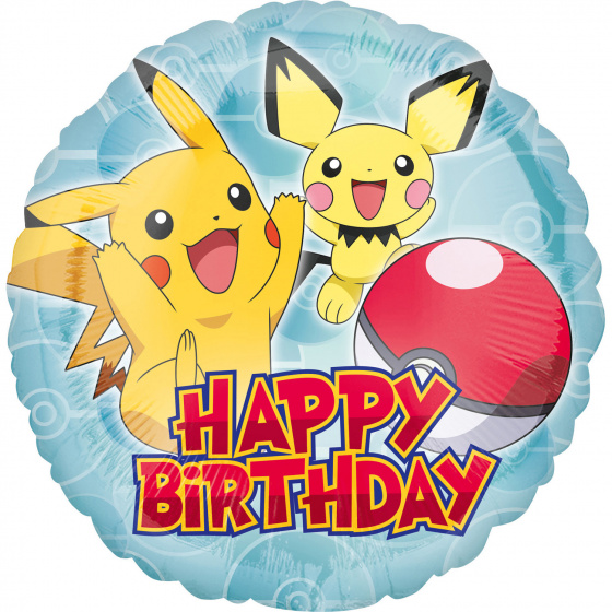 Amscan pokemon Happy Birthday fóliový balónik 45,7 cm modro/žltý