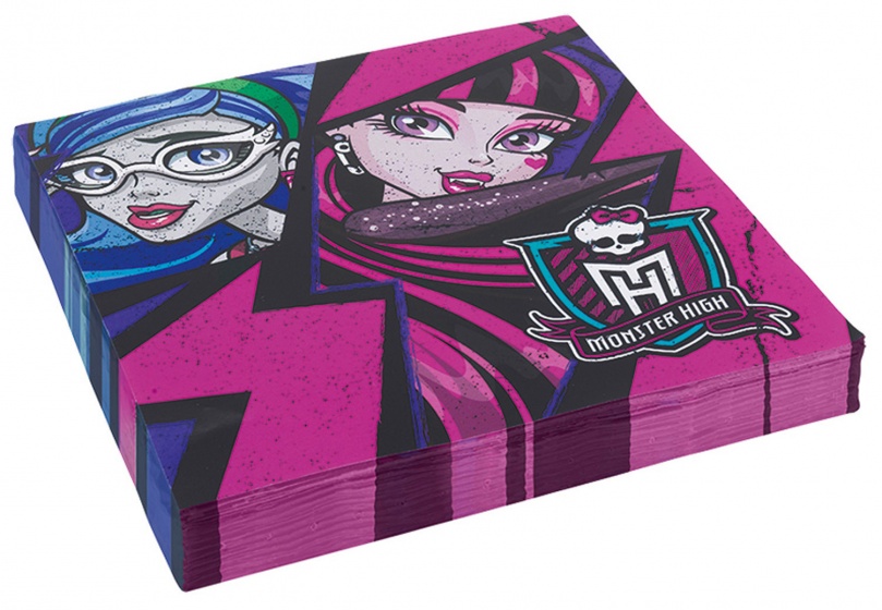 Amscan obrúsky Monster High 2 ružové / modré 20 kusov 33 cm
