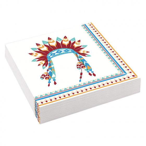 Amscan obrúsky Tepee & Tomahawk33 x 33 cm papier 20 kusov