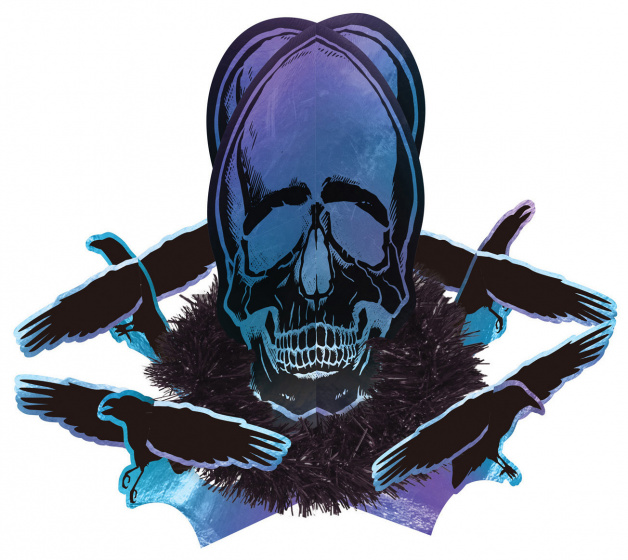 Amscan stolná dekorácia kostra 25,8 cm papier fialový 6 kusov