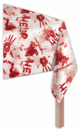 Amscan obrus Help bloody 140 x 243 cm biela/červená