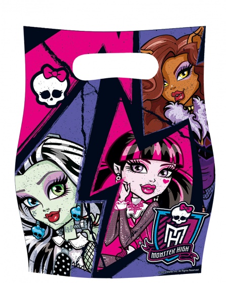 Amscan taška na ruku Monster High 2 ružová/fialová 6 kusov