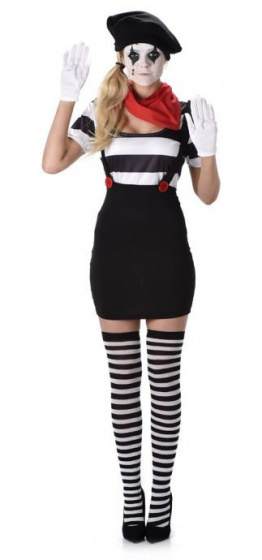 Partychimp dummy set pantomíma dámska čierno/biela 5-dielna veľkosť XL