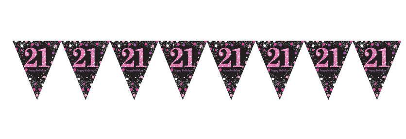 Amscan vlajkový rad 21 film 396 x 21,5 cm film čierno/ružový