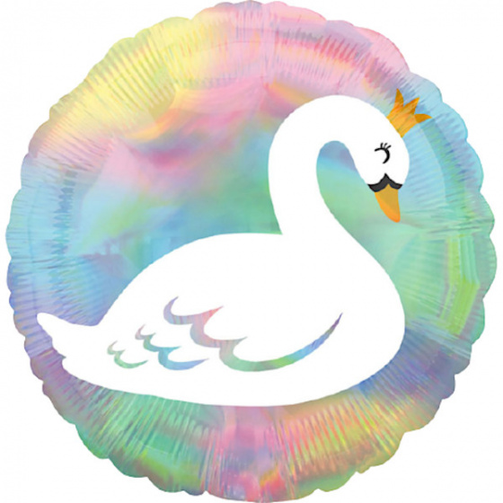 Anagram folieballon pastel swan junior 45 cm wit/blauw/roze