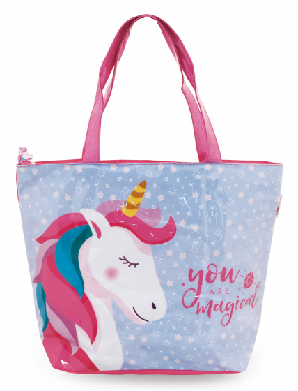 Arditex plážová taška Unicorn dievčenská 31 litrová polyesterová ružová/fialová
