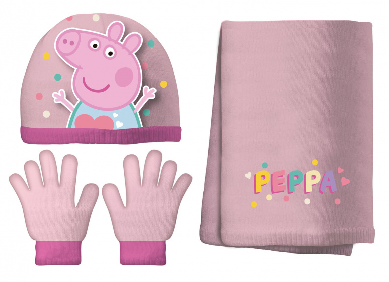 Arditex winterset Peppa Pig meisjes polyester roze 3 delig