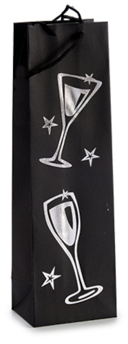 Arte Regal darčeková taška šampanské 12 x 9 x 39 cm papier strieborná/čierna