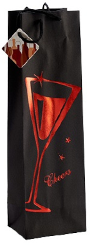 Arte Regal darčeková taška fľaša Cheers 12 x 39 x 9 cm papier červená