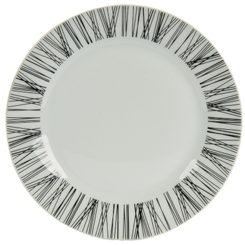 Arte Regal dezertný tanier Rayas 19 cm porcelánový bielo/čierny
