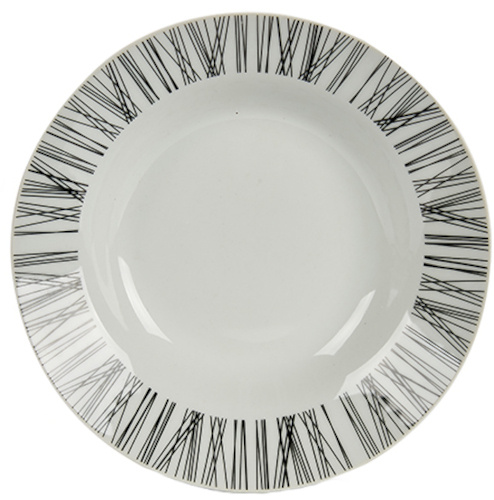 Arte Regal polievkový tanier Rayas 20,6 x 4 cm porcelán biely/čierny