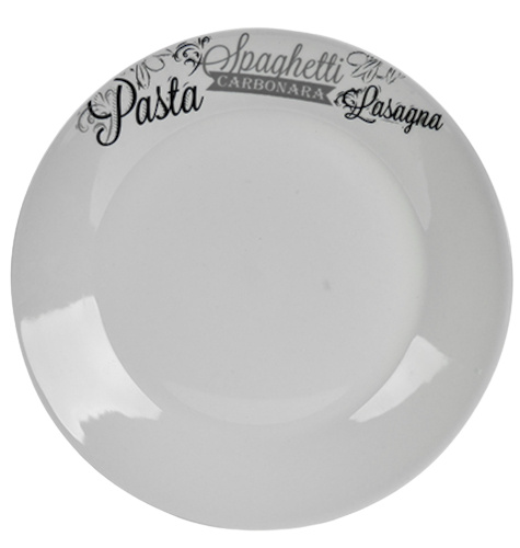 Arte Regal jedálenský tanier Cestoviny 24,4 cm porcelán biela/čierna/sivá