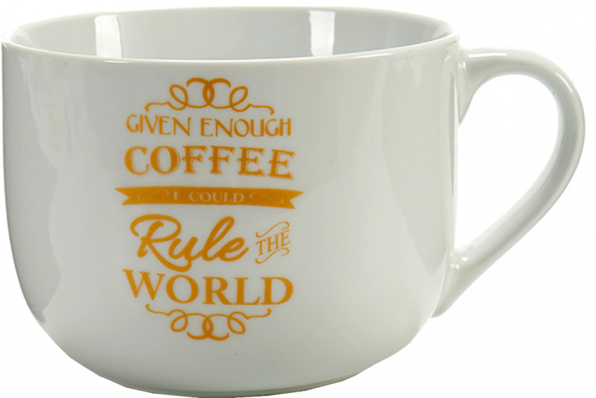 Arte Regal hrnček na kávu Enough Coffee 500 ml porcelánový biely/zlatý