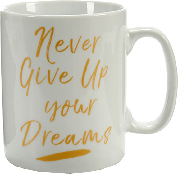 Arte Regal hrnček na kávu Never Give Up 500 ml porcelán zlatá/biela