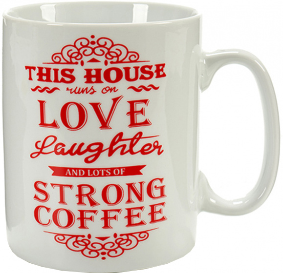 Arte Regal hrnček na kávu Strong Coffee 500 ml porcelánový červený/biely