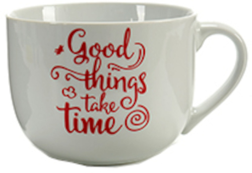 Arte Regal šálka Time 500 ml porcelánová biela/červená