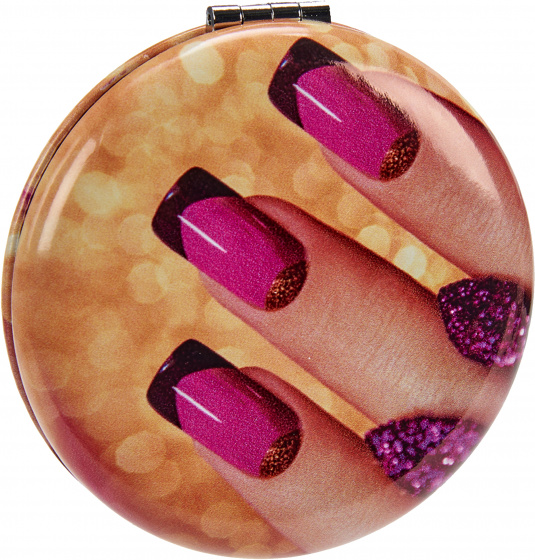 Arte Regal make-up zrkadlo nechty okrúhle 8 x 2,4 cm sklenené žlté/ružové