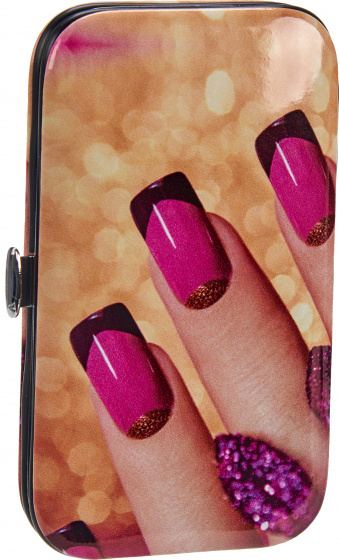 Arte Regal manikúra sada na nechty 10,8 x 6 cm oceľová žltá/ružová 7-dielna