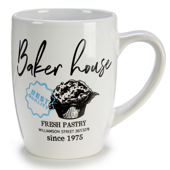 Arte Regal hrnček Baker House 350 ml porcelán bielo/čierny