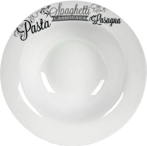 Arte Regal tanier na cestoviny 23,5 x 6,5 cm porcelán čierno/biely