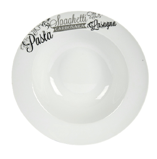 Arte Regal pastabord 30 x 7 cm porselein wit/zwart Arte Regal pastabord 30 x 7 cm porselein wit/zwart