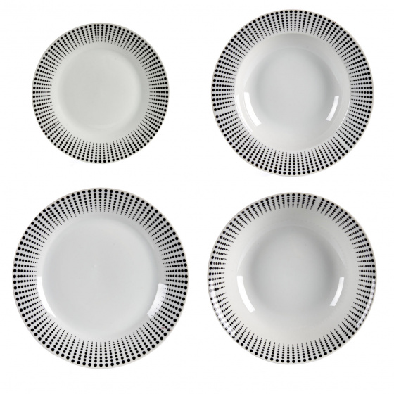 Arte Regal súprava riadu porcelán čierna/biela 19-dielna