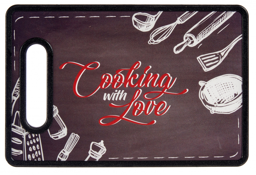 Arte Regal doštička Cooking With Love 20 x 30 cm hnedá/červená
