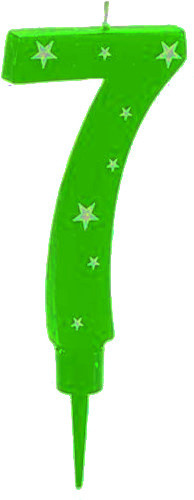 Arte Regal tortová sviečka číslo 7 vosková 1 x 8 x 17 cm tyrkys/biela