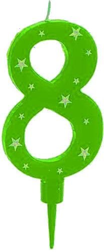 Arte Regal tortová sviečka číslo 8 vosková 1 x 8 x 17 cm zelená/biela