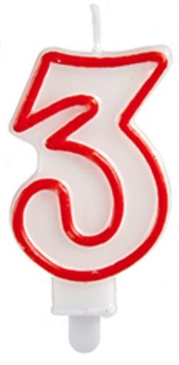 Arte Regal narodeninová sviečka číslo 2 vosková 7,5 cm červená/biela
