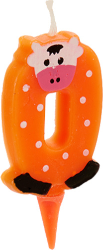 Arte Regal narodeninová sviečka číslo 0 juniorská 7 cm vosková oranž