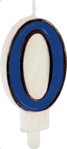Arte Regal narodeninová sviečka číslo 0 vosková 14 cm modrá/biela