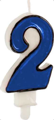 Arte Regal narodeninová sviečka číslo 2 vosková 14 cm modrá/biela