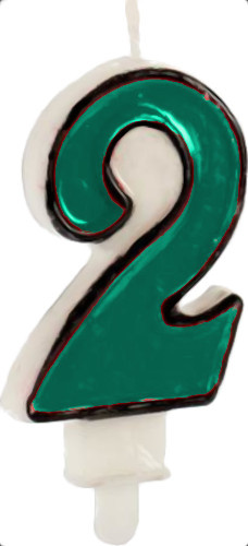 Arte Regal narodeninová sviečka číslo 2 vosková 14 cm modrá/biela