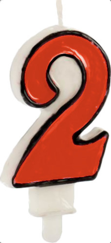 Arte Regal narodeninová sviečka číslo 2 vosková 14 cm modrá/biela