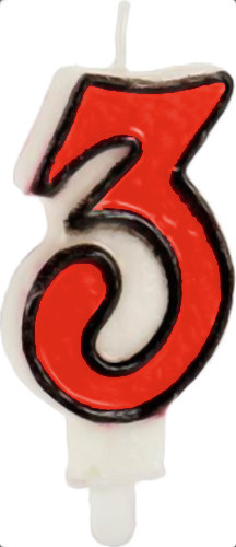 Arte Regal narodeninová sviečka číslo 3 vosková 14 cm zelená/biela