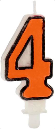 Arte Regal narodeninová sviečka číslo 4 vosková 14 cm oranžová/biela